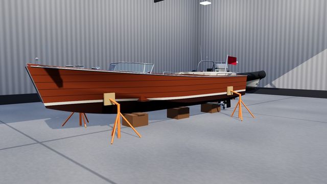 The Classic runabout 28, a classic mahogany runabout, in Yacht Skipper