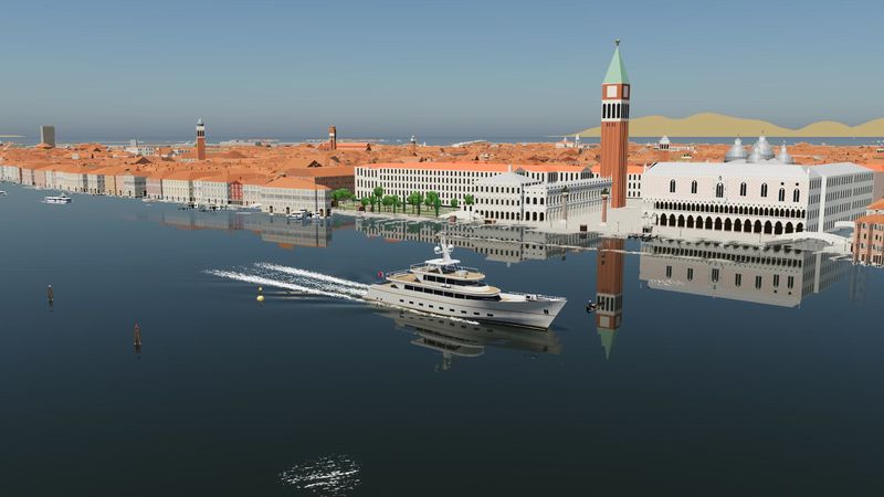 A yacht in the Bacino di San Marco, Venice, by day, in Yacht Skipper
